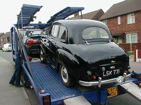 Austin A30 on a transporter